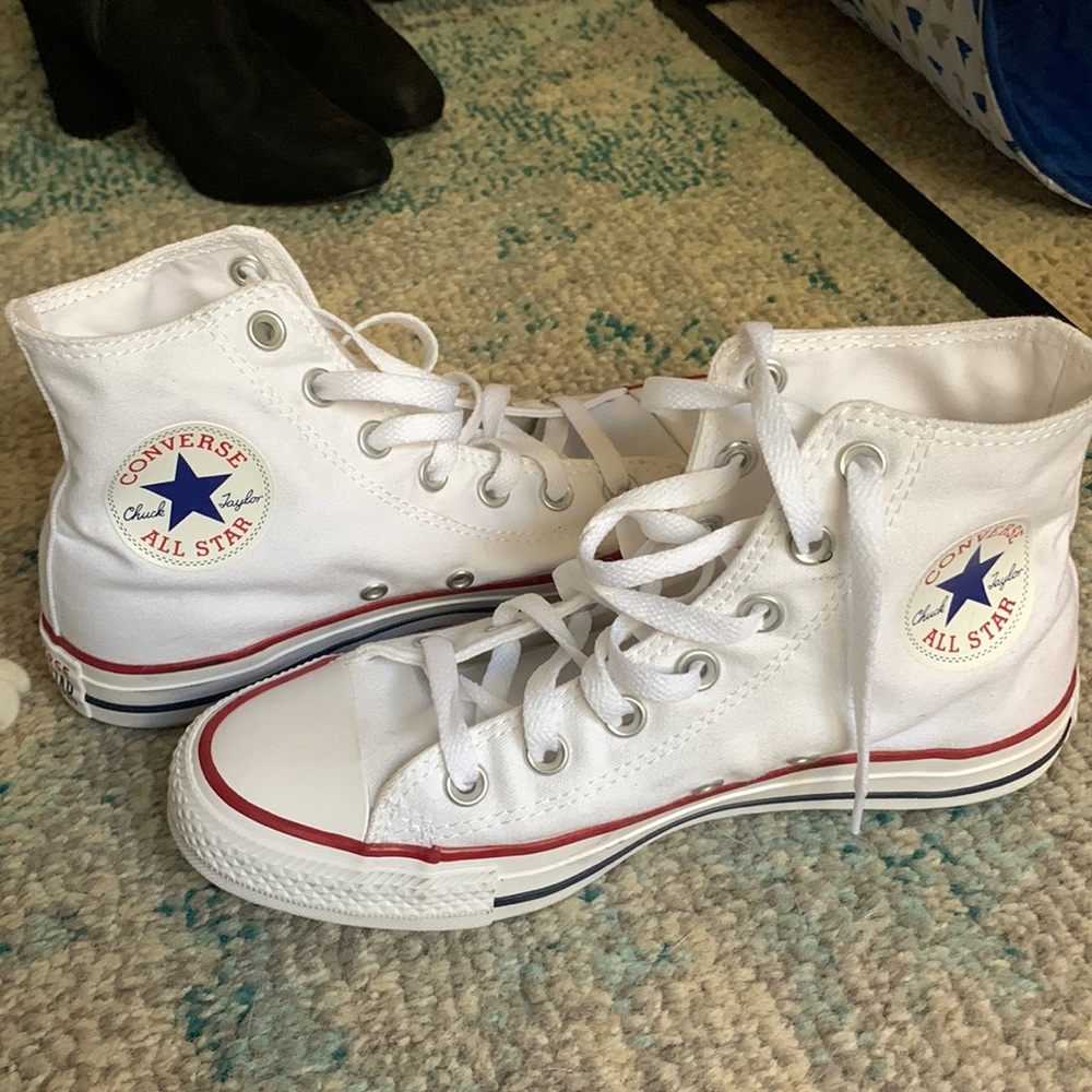 White high top converse size 7 women’s